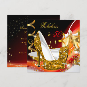 Convite Fabuloso Aniversário de 50 da Mulher Dourado Verme