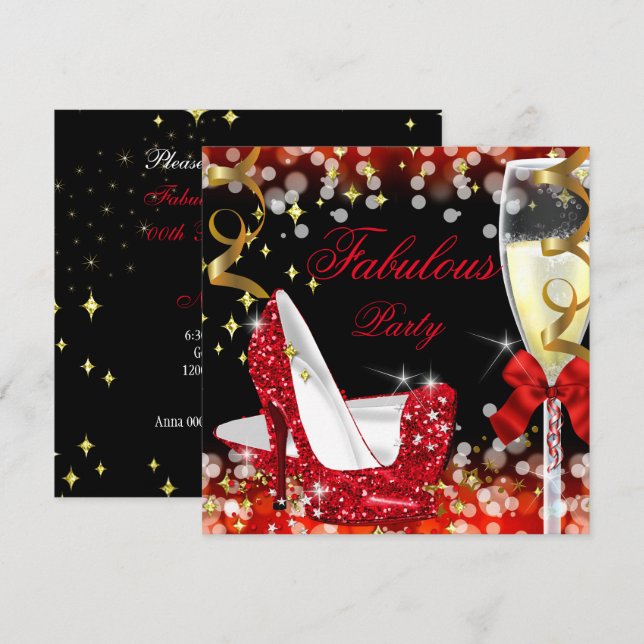 Convite Fabuloso Aniversário de Alto Cérebro Vermelho (Frente/Verso)