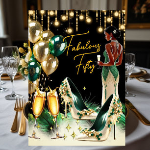 Convite Fabuloso Aniversário Étnico Esmeralda Verde Dourad