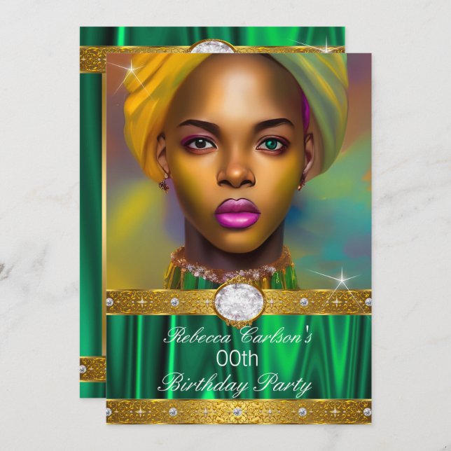 Convite Fabuloso Aniversário Foto Emerald Diamantes (Frente/Verso)