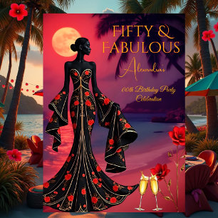 Convite Fabuloso Aniversário Luz da Praia Negra Dourada