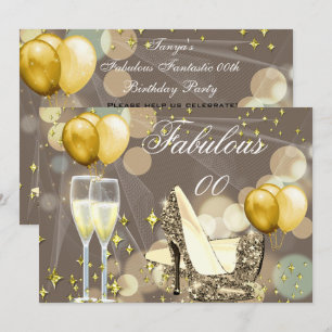 Convite Fabuloso Beige Dourado Champanhe Festa de Aniversá