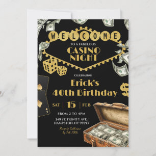 Convite Fabuloso Casino Night 40th 50th Adult Birthday