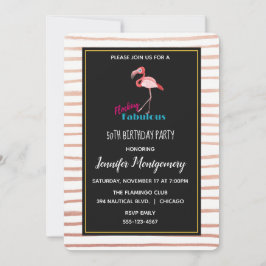 Convite Fabuloso com Flamingo Rosa de Aniversário