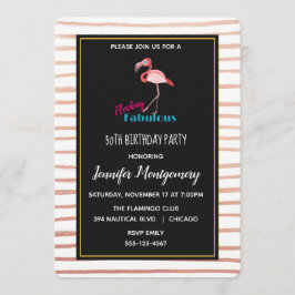 Convite Fabuloso com Flamingo Rosa de Aniversário