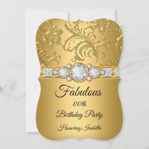 Convite Fabuloso Damasco Dourado Diamante festa de anivers