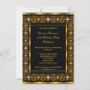 Convite Fabuloso Diamante Dourado Preto Super Elegante 50 