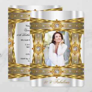Convite Fabuloso Diamante Precioso Dourado Branco Elegante
