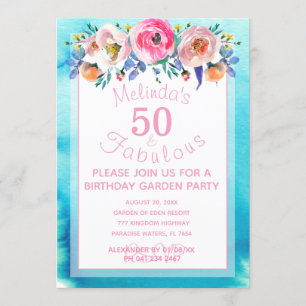 Convite Fabuloso e Bonito 50º aniversário do Jardim 50