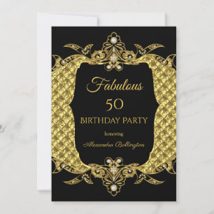 Convite Fabuloso Elite Formal Dourado Aniversário Preto
