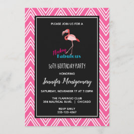 Convite Fabuloso Enxame com Aniversário do Flamingo Rosa