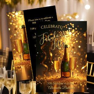 Convite Fabuloso Fluxo de Champanhe de Celebração dos Cinq