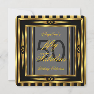 Convite Fabuloso Listrado Preto Cinza Dourado Art Déco 50
