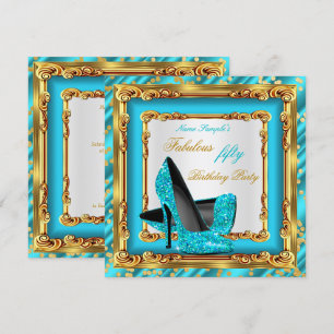 Convite Fabuloso Par de Sapatos de Salto Alto Teal Azul Do