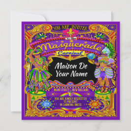 Convite FABULOSO Para Carnaval Mascarada Mardi Gra