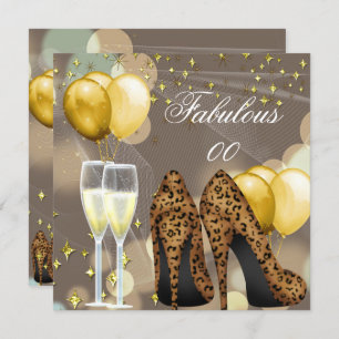 Convite Fabuloso Partido Dourado Beige Leopard Champagne