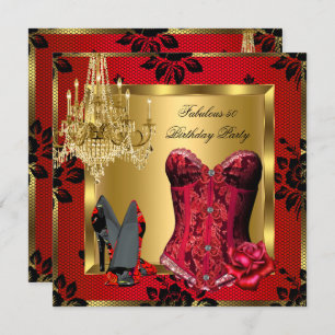 Convite Fabuloso Red Heels Chandelier Corset Lace Rosa