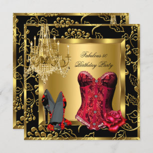Convite Fabuloso Red Heels Chandelier Corset Rosa Lace 2
