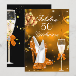 Convite Fabuloso Salão de Festas Champagne com Saltos Alto