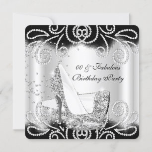 Convite Fabuloso Silver Glitter High Heels Aniversário 2