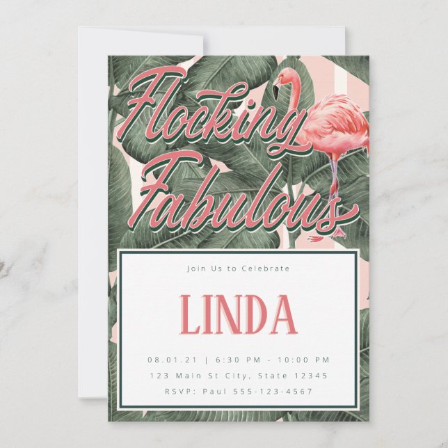 Convite Fabuloso - Tema Flamingo (Frente)
