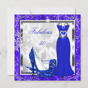 Convite Fabuloso Vestido Azul Royal com Salto Prateado par