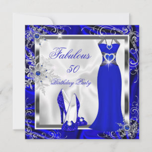 Convite Fabuloso Vestido Azul Royal Prata Salto Alto H9