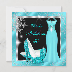 Convite Fabuloso Vestido Azul Teal com Salto Prata para Fe