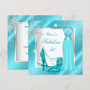 Convite Fabuloso Vestido Azul Teal com Salto Prata para Fe