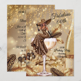 Convite Fabuloso vestido de aniversário em dourado com est