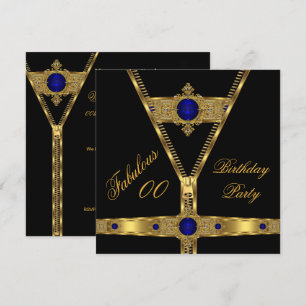 Convite Fabuloso Zipper Ouro Azul Real Diamante Gema 2