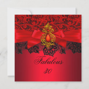Convite Fabulosos 30 Joias Elegantes Vermelhas e Pretas pa