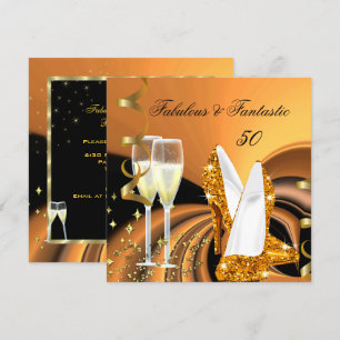 Convite Fabulosos 50 Fantásticos Aniversário de Ouro Abstr