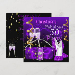 Convite Fabulosos 50 Fantásticos Saltos Altos Roxos Champa