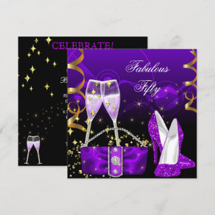 Convite Fabulosos Saltos Altos com Brilho Roxo para Festa