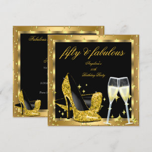 Convite Fabulosos Saltos Altos de Champanhe 50 Dourado Ani