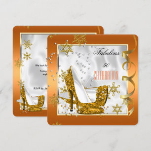 Convite Fabulosos Saltos Altos Laranja Dourado Branco 50 A