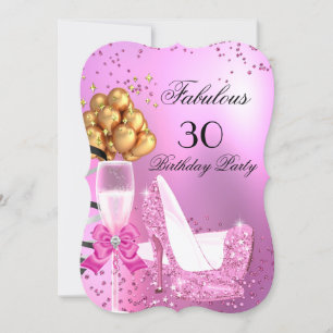 Convite Fabulosos Saltos Altos Rosa Claro Brilhante Aniver