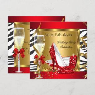Convite Fabulosos Saltos Altos Zebra Champagne Vermelho Br