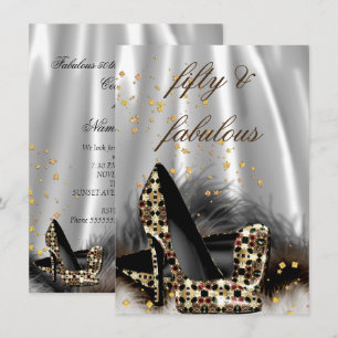 Convite Fabulosos Saltos de Chocolate Dourado Prateado 50 