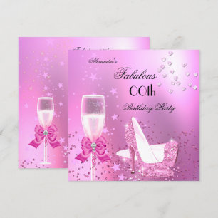 Convite Fabulosos Saltos Rosa Claro Brilhante Aniversário