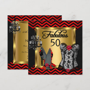 Convite Fabulosos Saltos Vermelhos com Listras Pretas 50 p