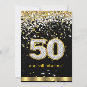 Convite Fabulous 50 serpentinas douradas e prateadas Anive