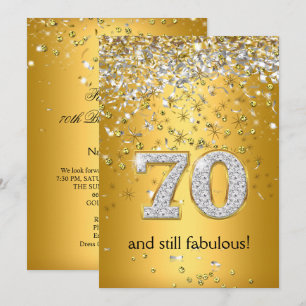 Convite Fabulous 70 Fluxo Dourado Prateado Aniversário de 