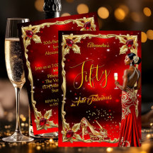 Fabulous Birthday Red Dress Gold High Heels Ethnic