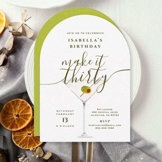 Convite Faça 30 aniversário de 30 anos da Martini Branca (Criador carregado)