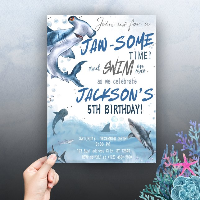 Convite 🦈 Faça Ondas com o Nosso Aniversário de Tubarão  (Criador carregado)
