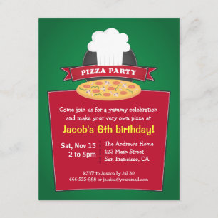 Convite Faça Sua Própria Pizza Festa de Aniversário para C