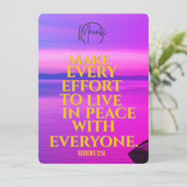 Convite "Faça todos os esforços para viver em paz com