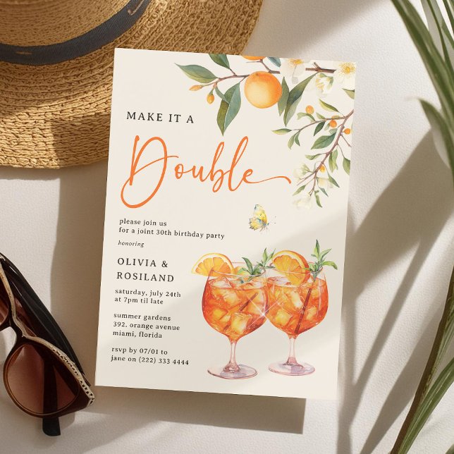 Convite Faça um Duplo Aperol Spritz' Aniversário Conjunto (Criador carregado)
